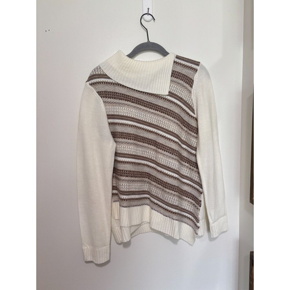 Old‎ Money PL Sweater Cream Brown Soft Textured Knit Cozy Grandpacore Preppy